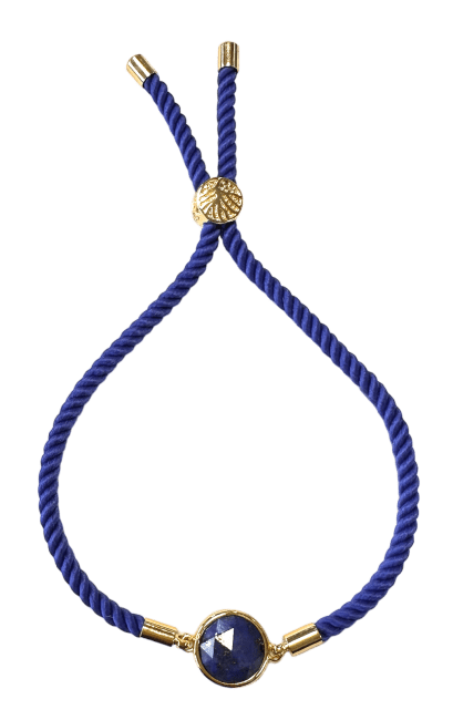 Rundes facettiertes Lapislazuli-Messingseilarmband 12 mm