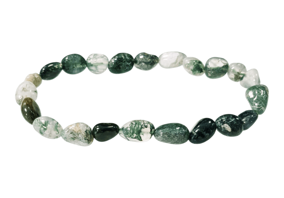 Weihrauch bei Moosachat-Armband mit gerollten Steinen