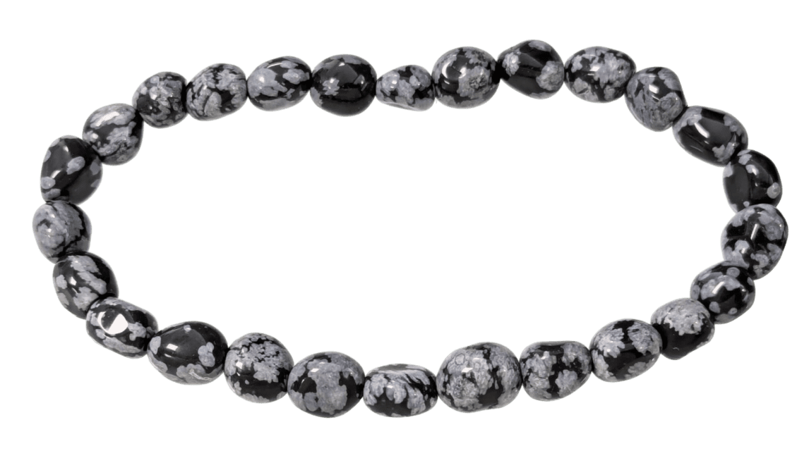Weihrauch bei Schneeflocke Obsidian Armband Gerollte Steine