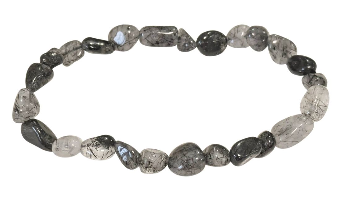 Bergkristall-Turmalin-Armband, A+ Trommelsteine