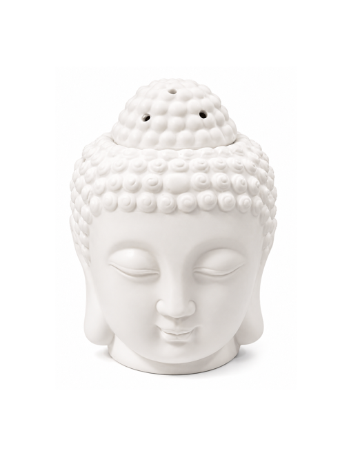 Weihrauch bei Weißer Keramik-Ölbrenner Buddha-Kopf 14cm