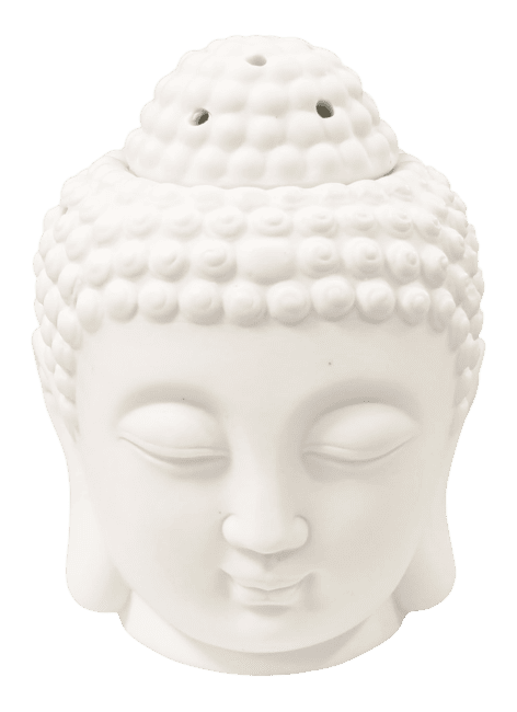 Weihrauch bei Weißer Keramik-Ölbrenner mit Buddha-Kopf, 14 cm