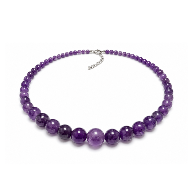 Weihrauch bei Verlaufskette aus Amethyst A+ Perlen 4-12mm 50cm