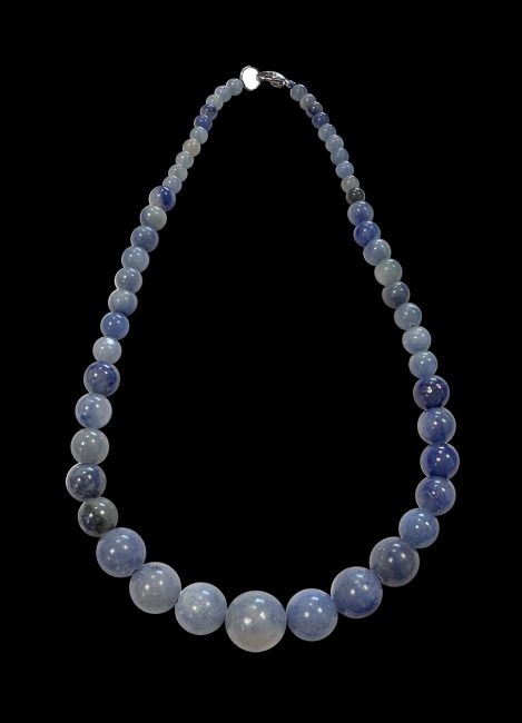 Halskette mit blauen Aventurinperlen A, 6–14 mm, 45 cm
