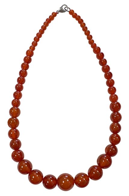 Rote Karneol-Halskette A, Tropfenperlen, 6–14 mm, 45 cm