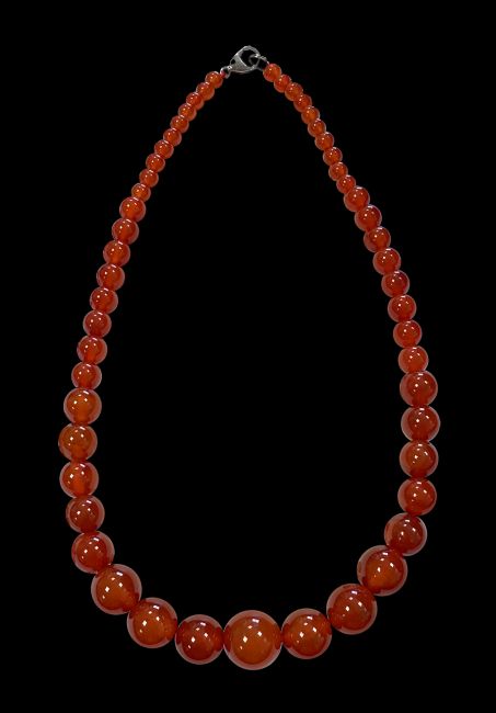 Rote Karneol-Halskette A, Tropfenperlen, 6–14 mm, 45 cm