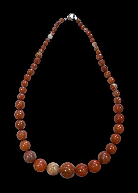 Halskette mit roten Jaspis-Tropfenperlen, 6–14 mm, 45 cm