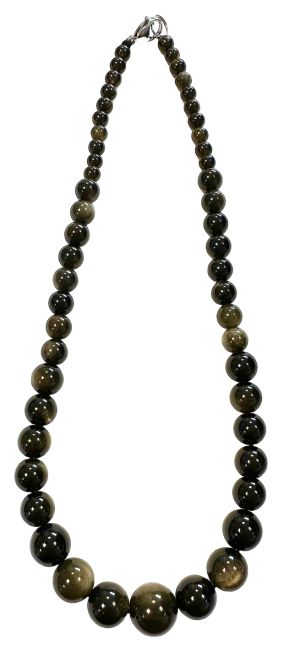 Goldschwarze Obsidian-Halskette A, Tropfenperlen, 6–14 mm, 45 cm