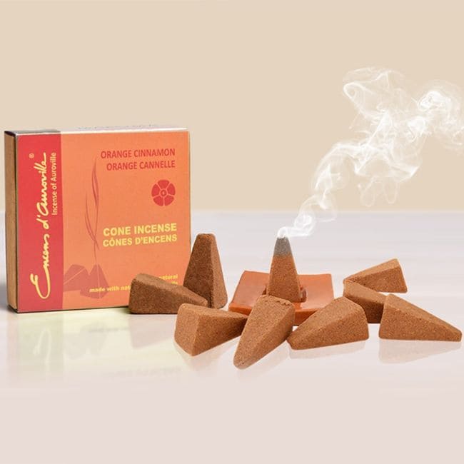 Weihrauch bei Auroville Orange Zimt Räucherstäbchen 5x10 Kegel|de