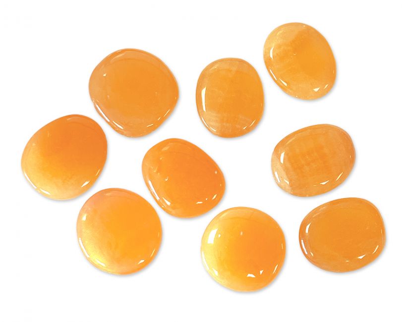 Trommelstein flach Orangencalcit A 250g