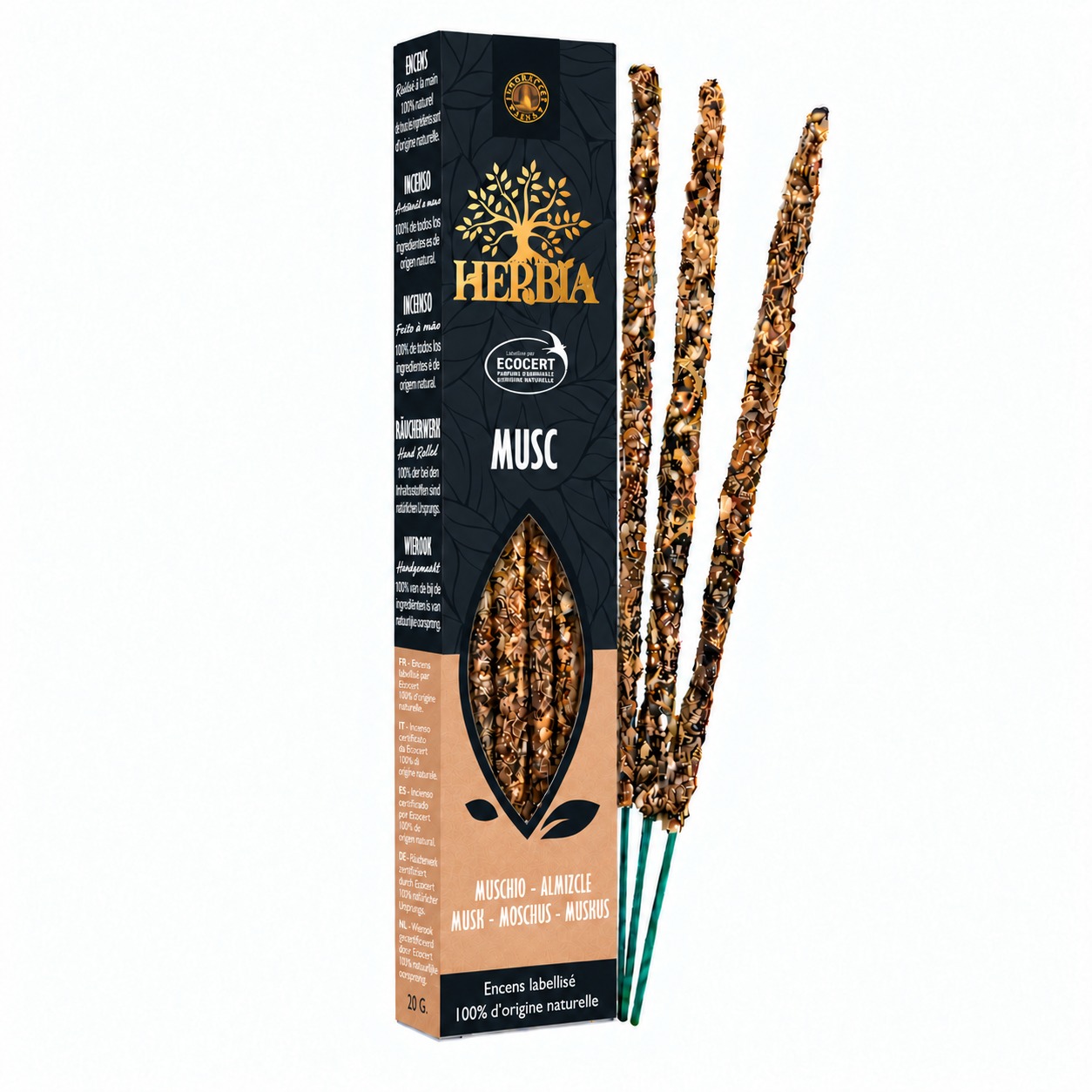 Weihrauch bei Herbia Weißer Moschus Ecocert Smudge Räucherstäbchen 20g