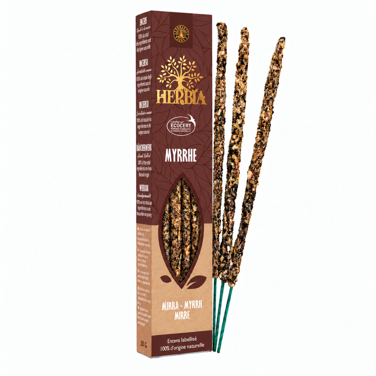 Weihrauch bei Herbia Myrrhe Ecocert Smudge Räucherstäbchen 20g