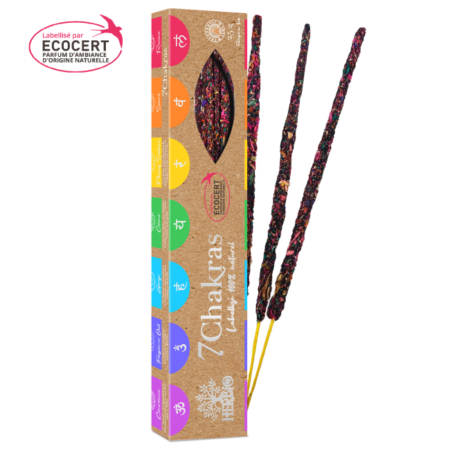 Herbio 7 Chakras Ecocert Räucherstäbchen im Fagot Stick 20g