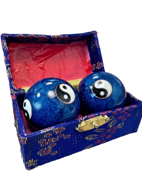 Blaue Qi Gong-Gesundheitsbälle, Ying-Yang.