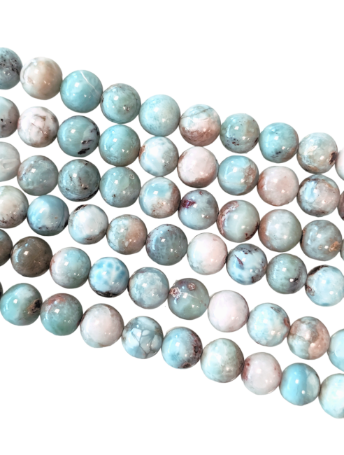 Larimar A runde Perlen 7–8 mm auf 40 cm Faden