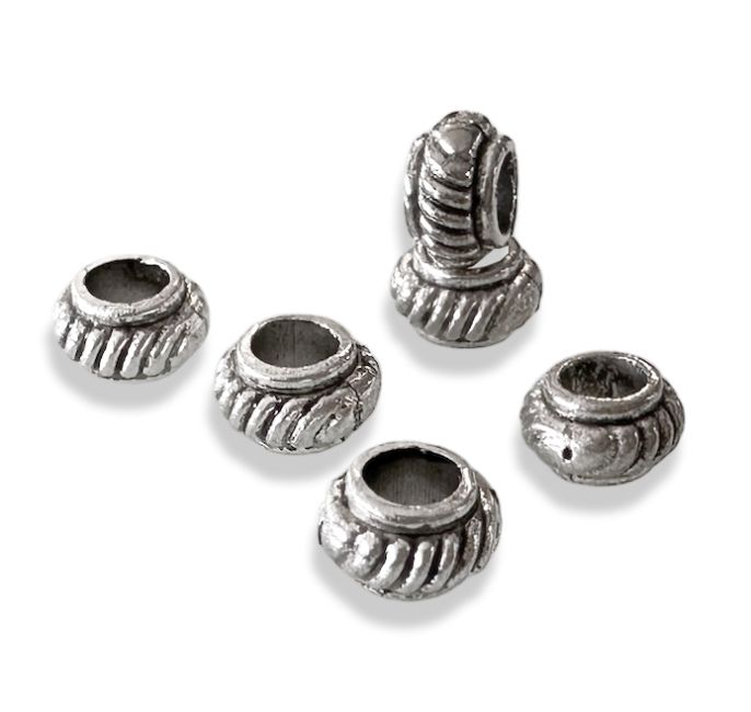 Silberne Toupie-Spacer-Charm-Perlen, 6 mm x 100