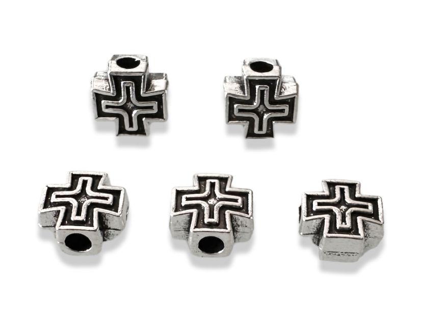 Silberne Kreuz-Abstandshalterperlen 8 mm x 50
