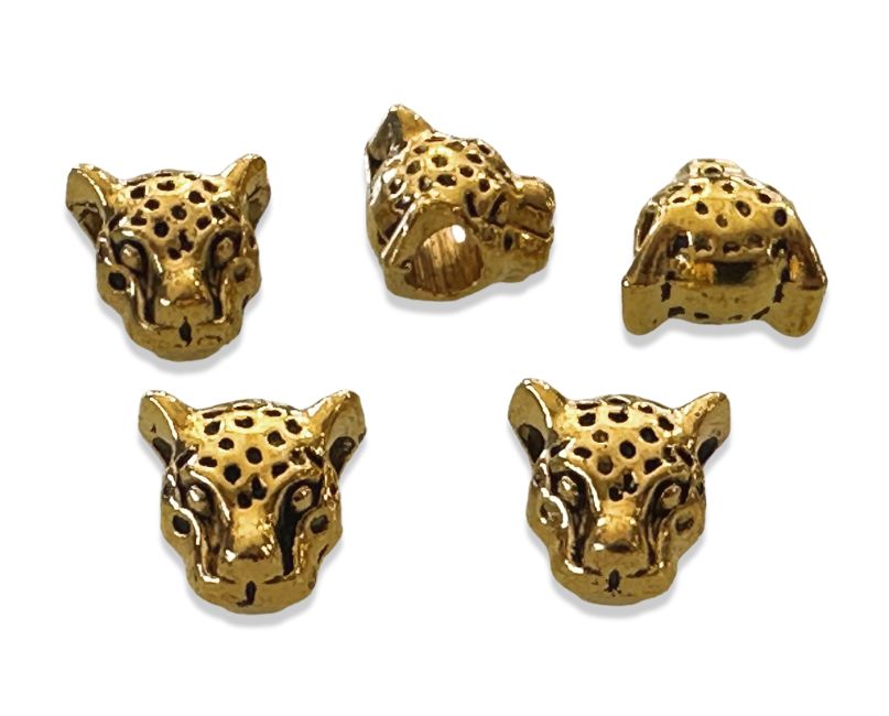Goldene Leopardenkopf-Abstandsperlen, 9 mm, 30 Stück