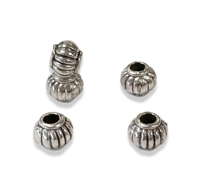 Silberne Toupie-Spacer-Charm-Perlen, 6 mm x 100