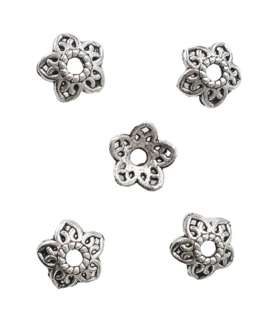 Silberne Blumen-Spacer-Charm-Perlen, 8 mm x 100