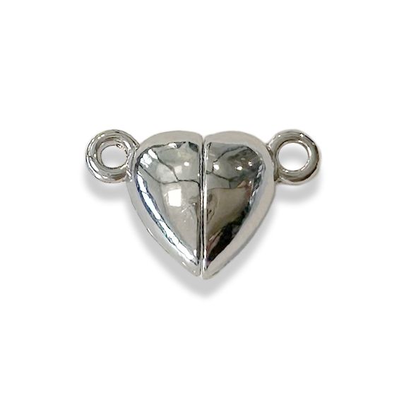 Magnetischer Herzverschluss aus silbernem Metall, 9 mm x 20