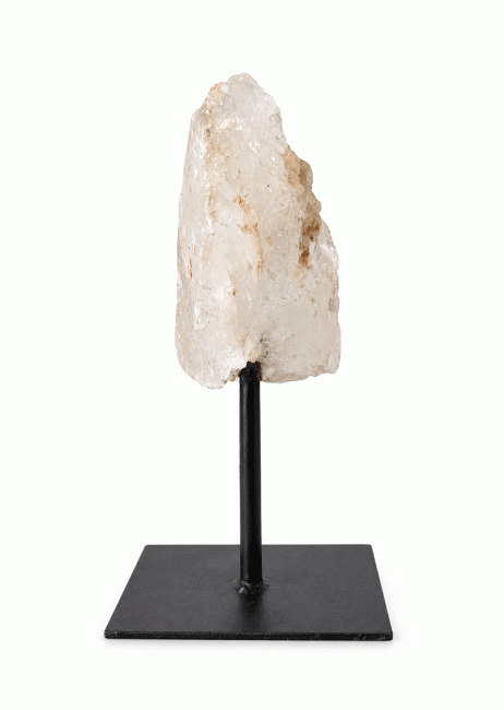 Weihrauch bei Roher Bergkristall A auf Schwarzem Metallständer 17-20 cm 600-900 g