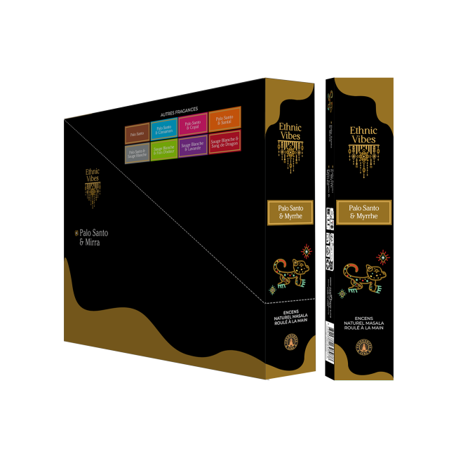 Weihrauch bei Räucherstäbchen Fragrances & Sens Ethnic Vibes Palo Santo & Myrrhe Masala 15g