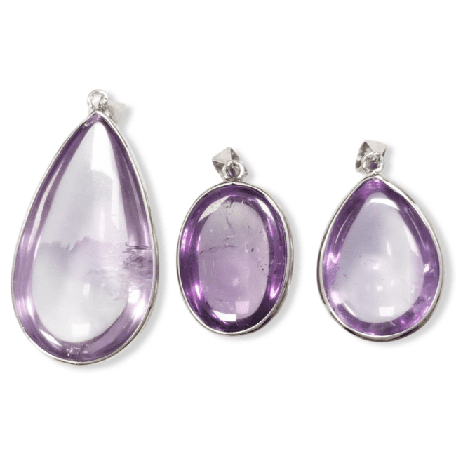 925 Silber Amethyst Anhänger AAA 3 Stück 17,08g