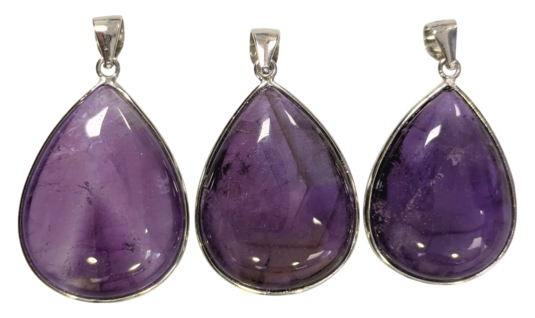 Weihrauch bei 925 Silber Anhänger Amethyst AAA 3 Stück 13,36g