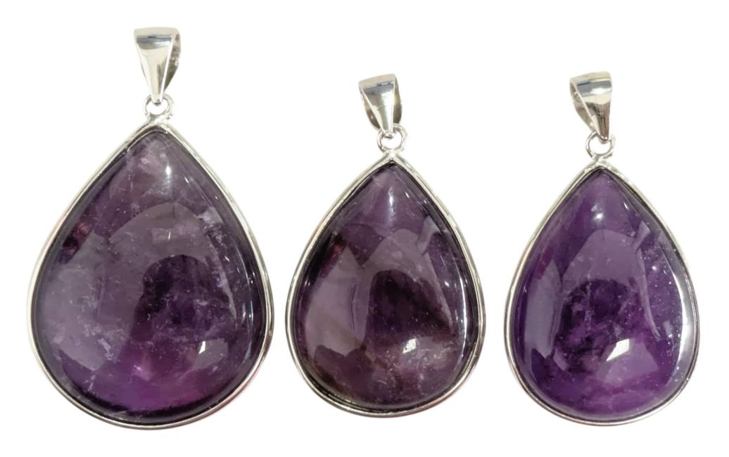 Anhänger aus 925er Sterlingsilber mit AAA-Amethyst, 3-teilig, 14,17 g