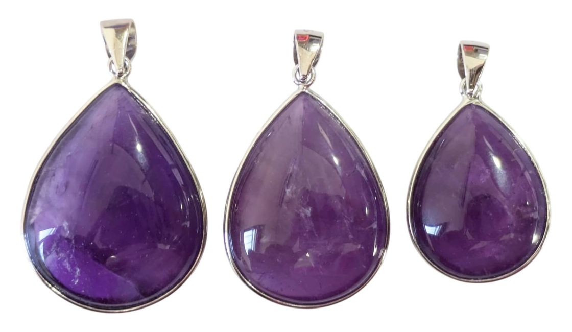 Anhänger aus 925er Sterlingsilber mit AAA-Amethyst, 3-teilig, 14,01 g