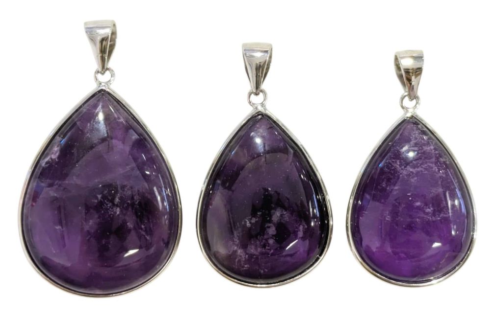 Anhänger aus 925er Sterlingsilber mit AAA-Amethyst, 3-teilig, 13,61 g