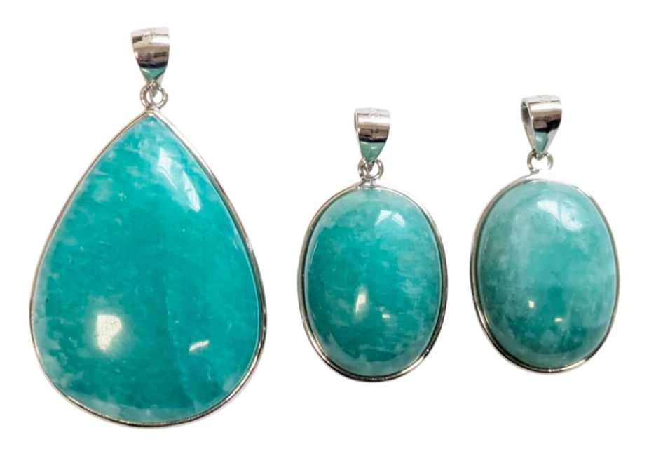 925 Silber Anhänger Amazonit AA+ 3 Stück 15,62g