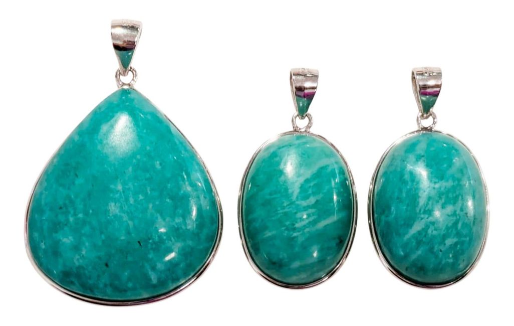 Anhänger aus 925er Sterlingsilber mit Amazonit (AA+), 3-teilig, 13,69 g