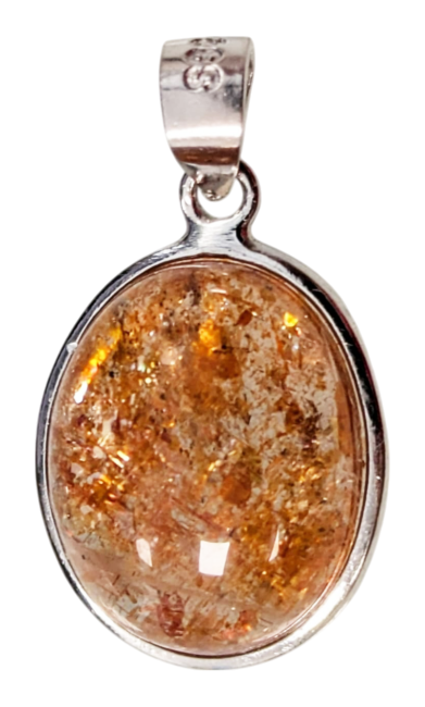 Weihrauch bei 925 Silber Anhänger Sonnenstein AAA 1,34g