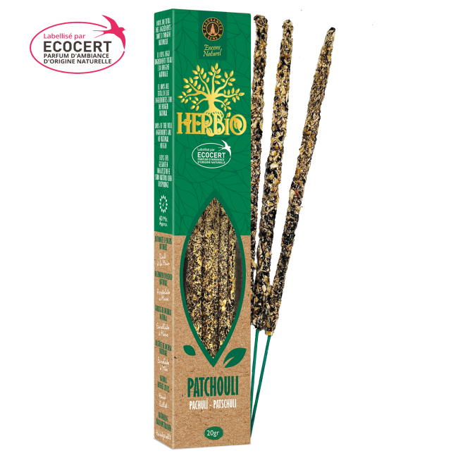Weihrauch bei Räucherstäbchen Ecocert Herbio Patchouli 20g