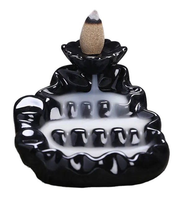 Blackflow Räucherstäbchenhalter, Keramik, Flusswasserfall, 10 cm