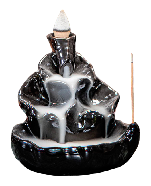 Rückfluss-Räucherstäbchenhalter aus Keramik, Wasserfall, Lotusblätter