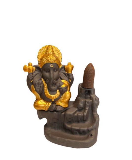 Backflow Ganesh Gold Räucherstäbchenhalter 11cm