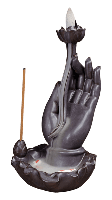 Rückfluss-Räucherstäbchenhalter, Buddha-Handbrunnen – Koi-Fisch, 17cm