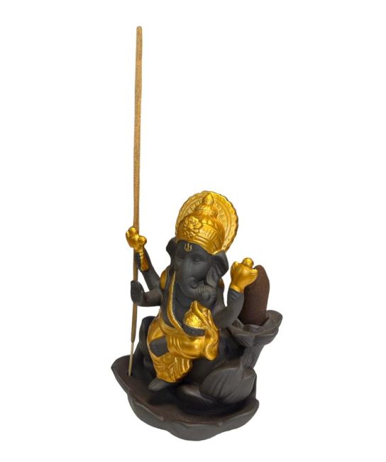 Backflow Ganesh Lotus Räucherstäbchenhalter – Gold 11 cm