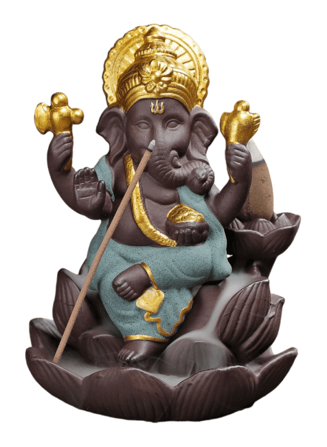 Backflow Ganesh Lotus Räucherstäbchenhalter – Grün 11 cm