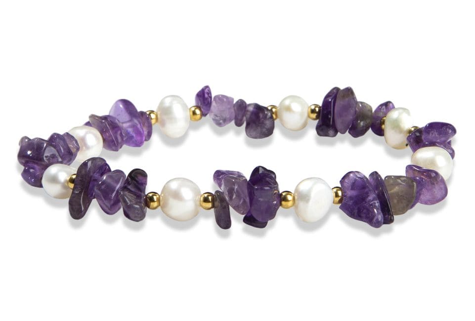 Barockes Amethyst-AA-Armband und 5–8 mm große Splitterperlen