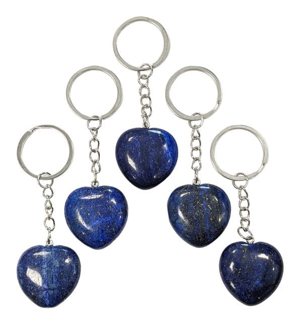 30 mm A Lapislazuli-Herz-Schlüsselanhänger x 5