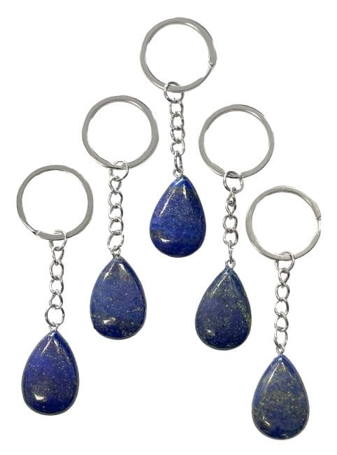 30 mm großer A Lapislazuli-Tropfen-Schlüsselanhänger x 5