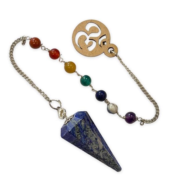 Lapis Lazuli Kegel-Pendel 7 chakras & om 12 facettiert