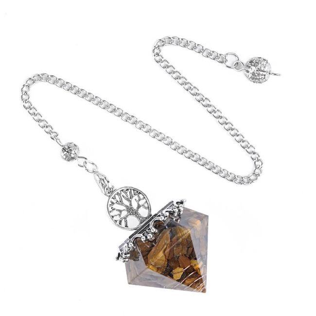 Orgonit Lebensbaum Tigerauge Pendel 6 Gesichter