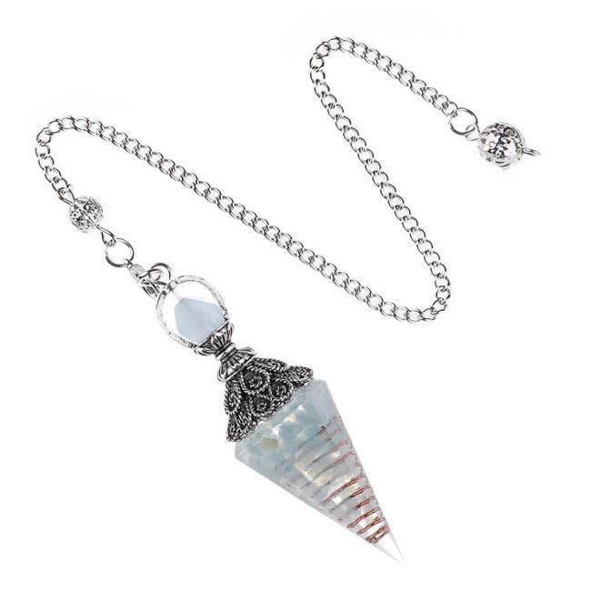 Aquamarin-Orgonit-Pendel 6 Gesichter