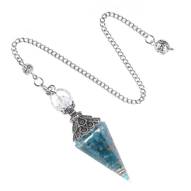 6-seitiges Orgonit-Pendel aus blauem Apatit