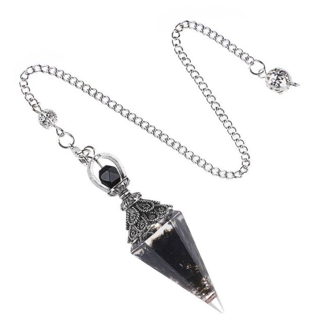 Schwarzes Obsidian-Orgonit-Pendel 6 Gesichter